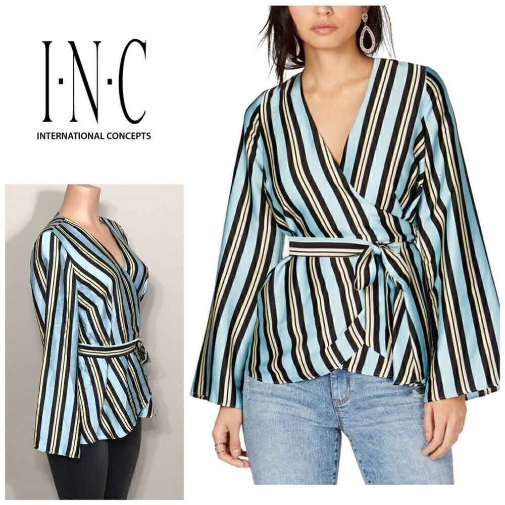 INC. stripe wrap top. New